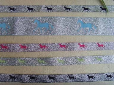 metallic silver damask horse ribbons