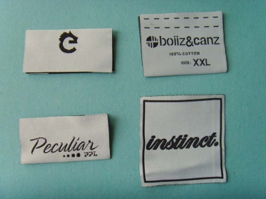 White background brand woven label